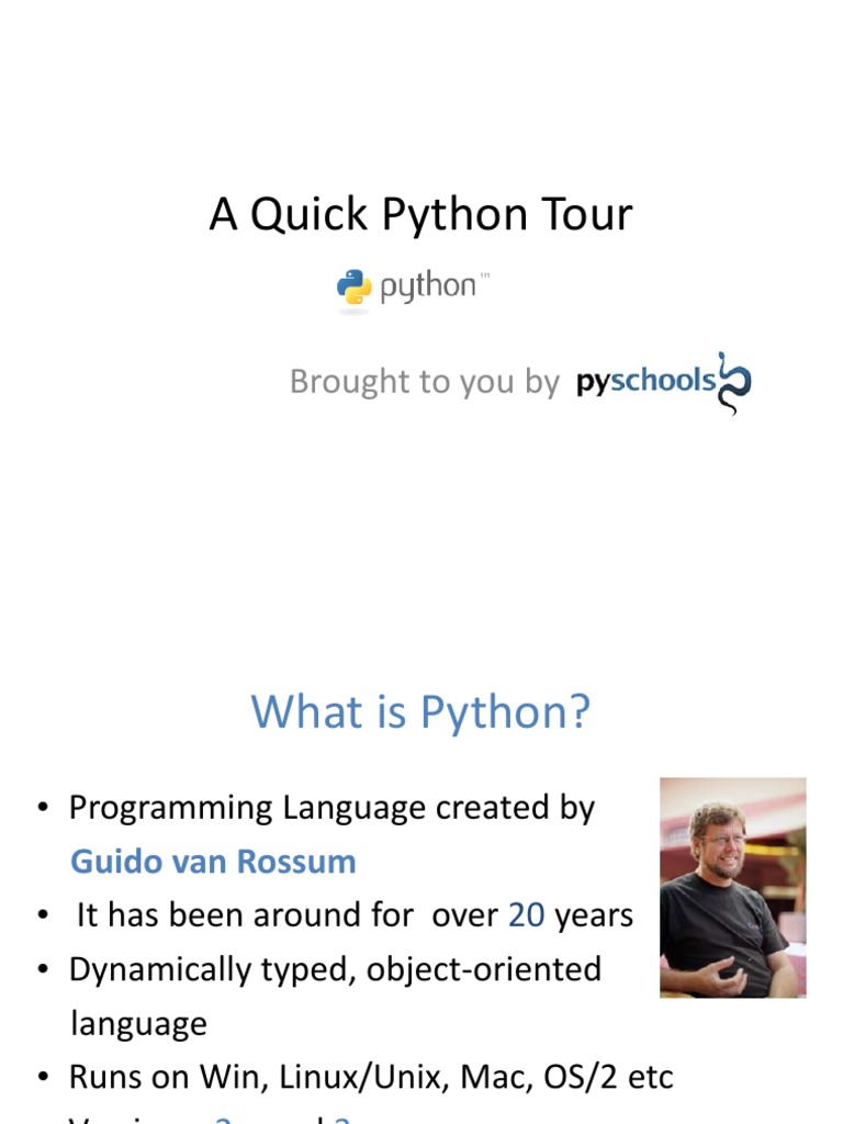 A Quick Python Tour | PDF | Python (Programming Language) | Control Flow