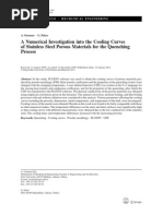 A Numerical Investigation Into The Cooling Curves of Stainless Steel Porous Materials For The Quenching Process