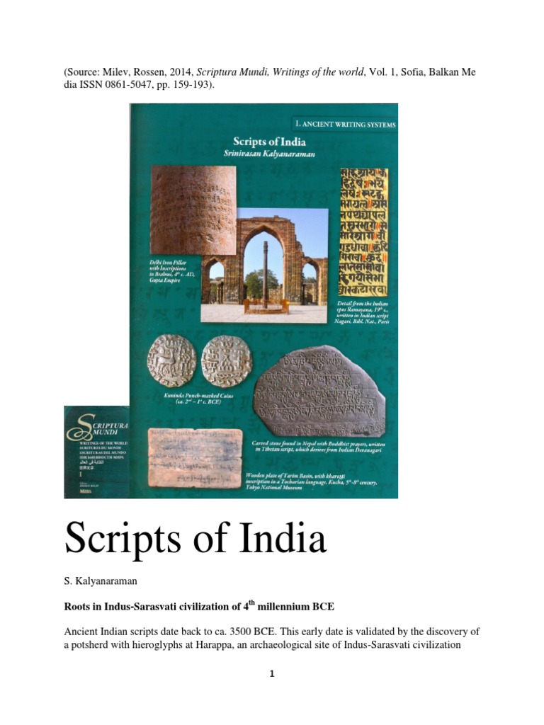 Scripts of India (S. Kalyanaraman, 2014) | PDF | Alphabet | Languages ...