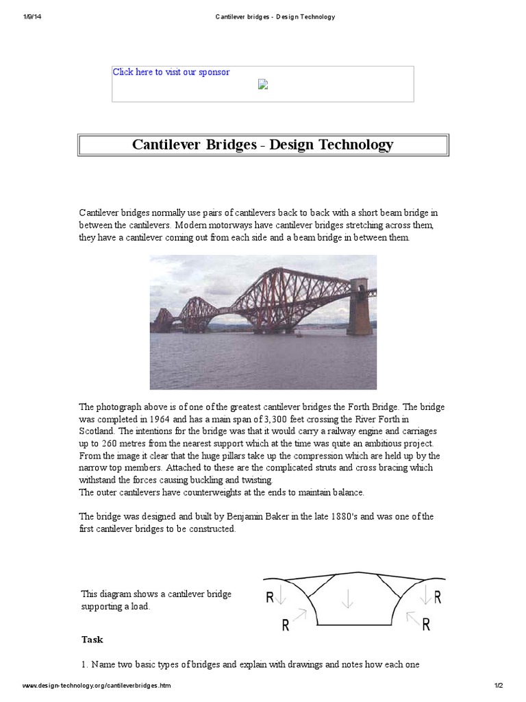 Cantilever Bridges - Design Technology | PDF