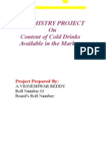 Chemistry Investigatory Project On Analysis of Colddrinks