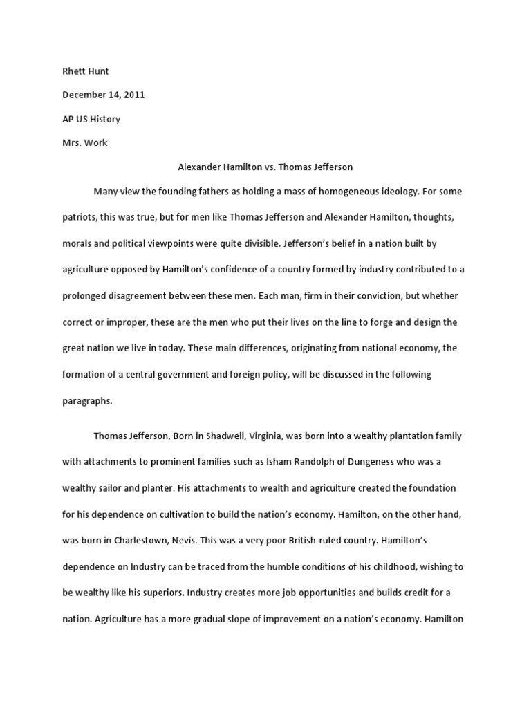 Hamilton vs jefferson comparison chart image