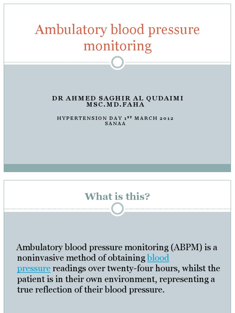 Ambulatory Blood Pressure Monitoring Guide | PDF | Hypertension | Blood ...