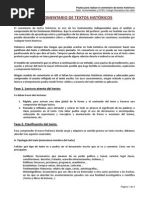 Pautas Para El Comentario de Texto Historico