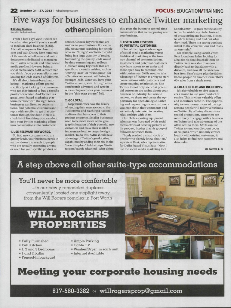 Five Ways For Businesses To Enhance Twitter Marketing Will Rogers