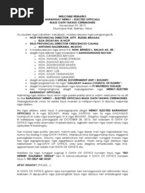 Welcome Remarks Oathtaking 2013