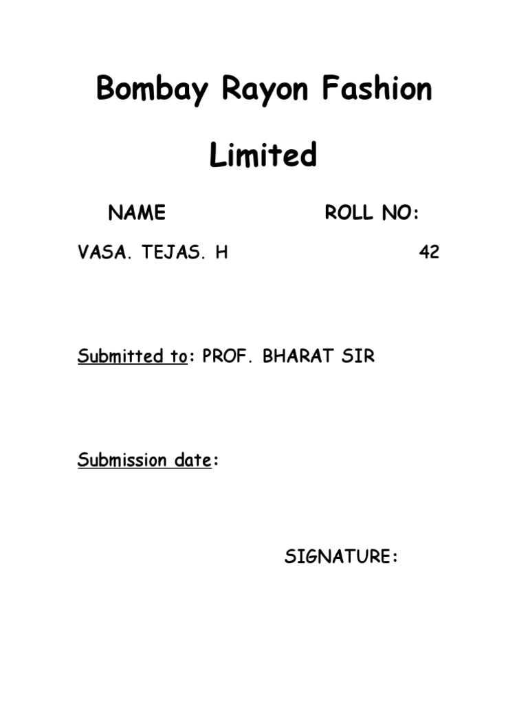 Overview of Bombay Rayon Fashions | PDF | Home & Garden | Lifestyle