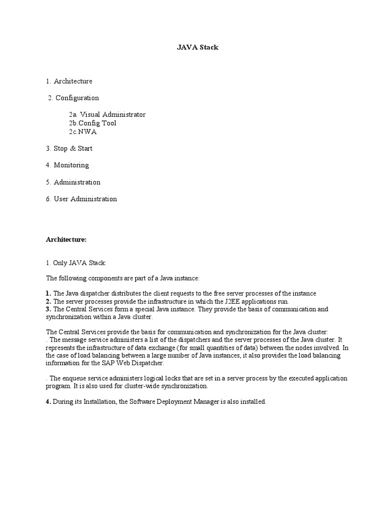 Architecture 2. Configuration 2a. Visual Administrator 2b.config Tool ...