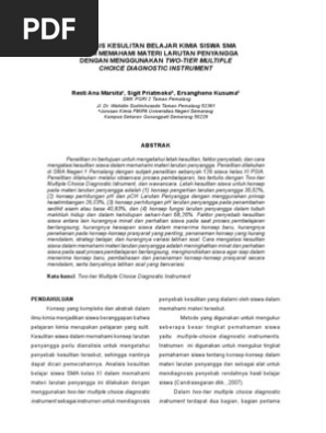 Analisis Kesulitan Kimia Sma Larutan Penyangga