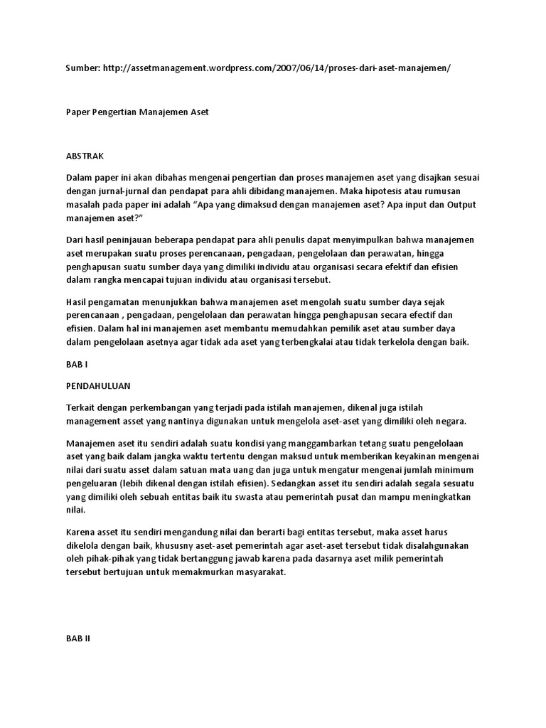 Paper Pengertian Manajemen Aset Pdf