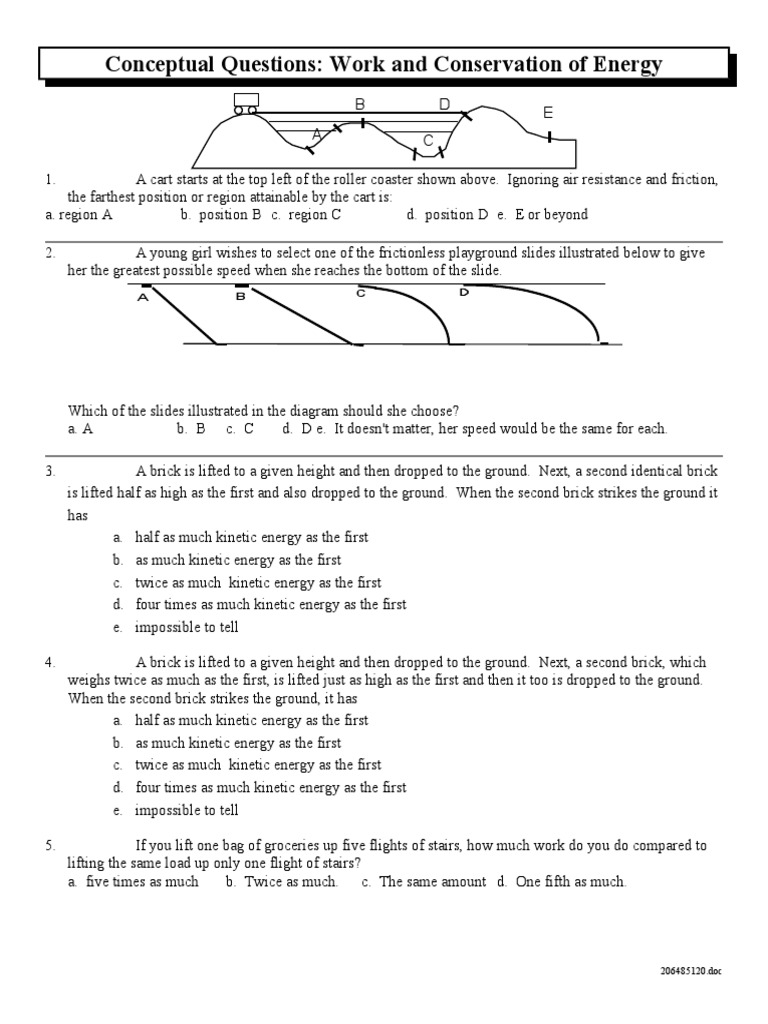Energy Conservation Conceptual Questions | PDF | Gravity | Physical ...