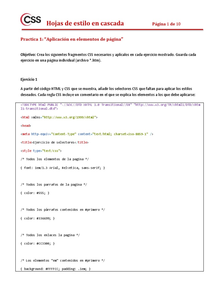 Ejercicios CSS | PDF | Hojas de estilo en cascada | Desarrollo web