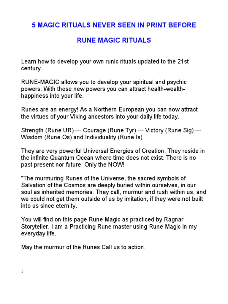 5 Rune Magic Rituals | PDF | Runes | Thor