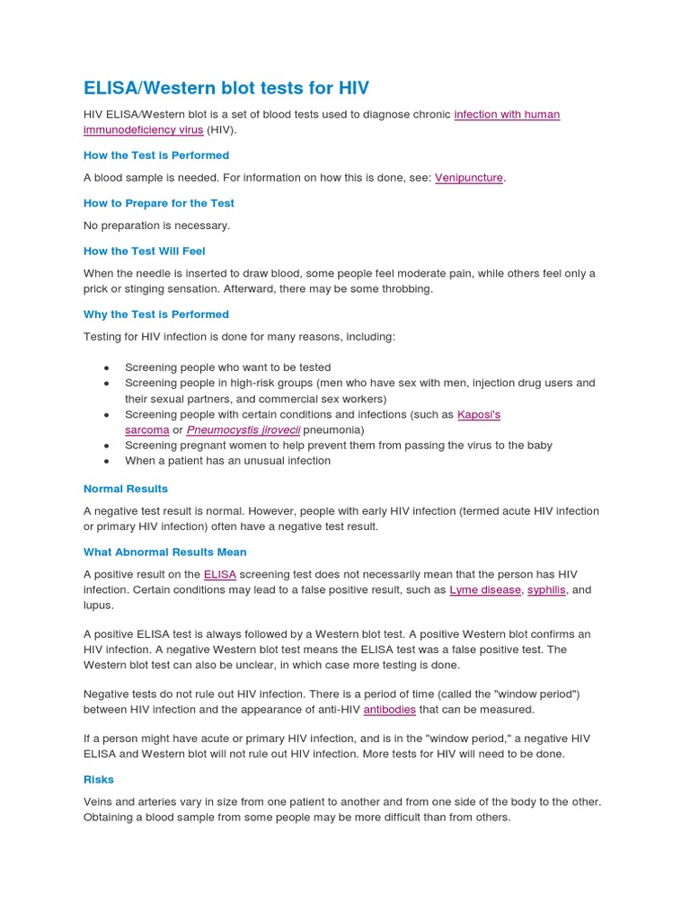 ELISA Western Blot PDF Diagnosis Of Hiv/Aids Western Blot