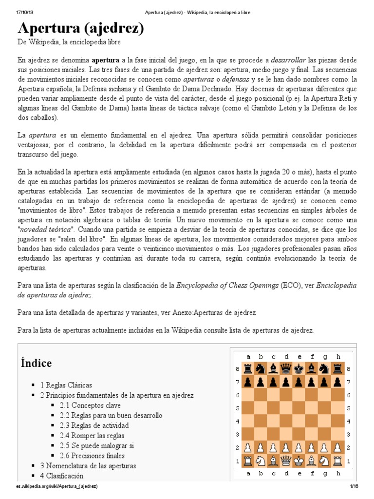 Apertura Ajedrez Wikipedia La Enciclopedia Libre Aperturas De Ajedrez Ajedrez