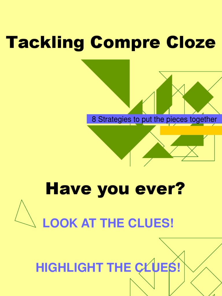 Tackling Compre Cloze (Part 1) | PDF | Word | Linguistics