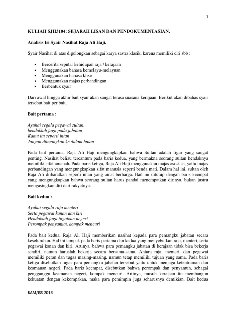 Analisis Isi Syair Nasihat Pdf