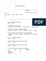 Questionnaire Sample For Customer Satisfaction Analysis