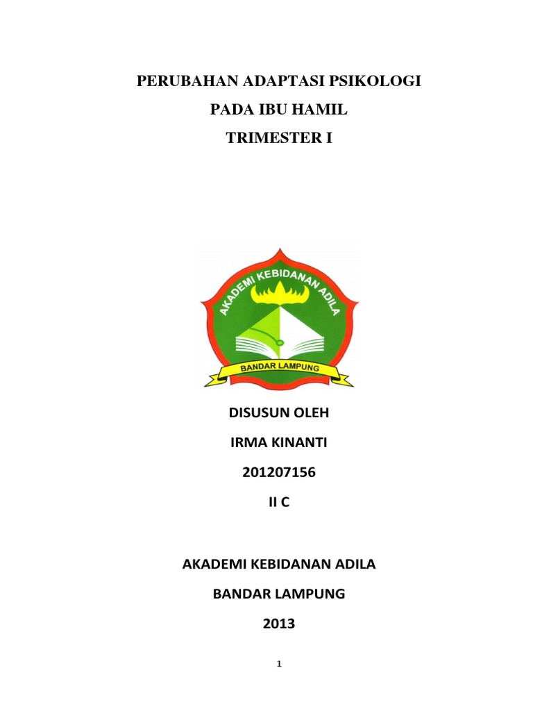PERUBAHAN  ADAPTASI PSIKOLOGI  PADA  IBU  HAMIL  TRIMESTER  I  PERUBAHAN  ADAPTASI PSIKOLOGI  PADA  IBU  HAMIL  TRIMESTER  I