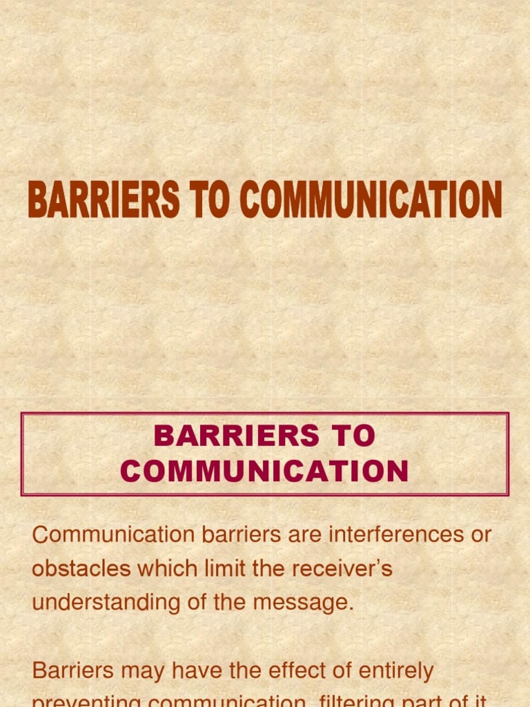 Barriers To Communication PDF