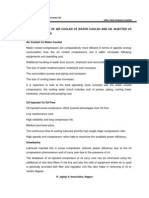 Note On Comparision of Air Cooled Vs Water Cooled and Oil Injected Vs Oil Free Compressors