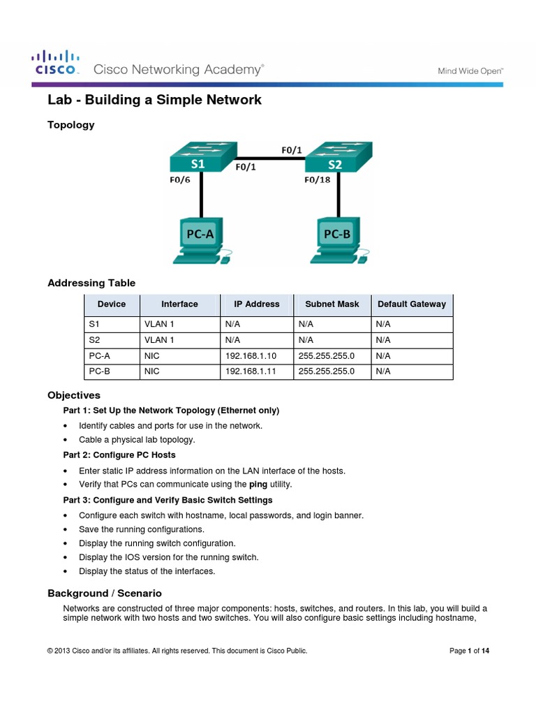 2.3.3.4 Lab - Building A Simple Network | PDF | Ip Address | Computer ...