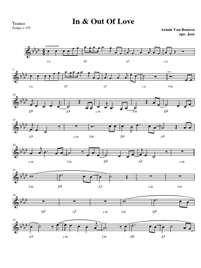Armin Van Buuren In And Out Of Love Piano