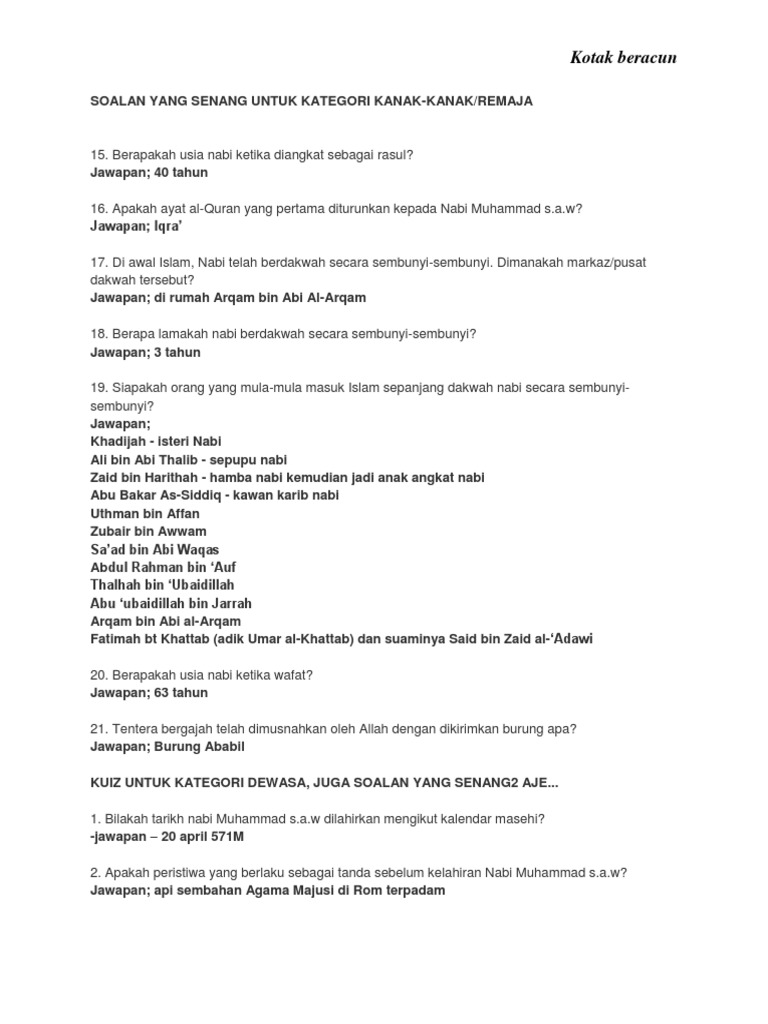 Soalan Kotak Beracun Pdf