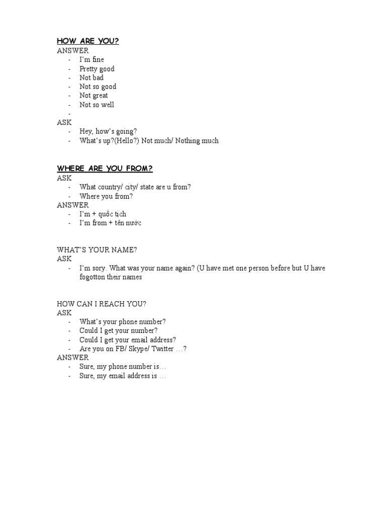 How Are You | PDF