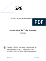 Introduction To The Verbal Reasoning Measure: Graduate Record Examinations