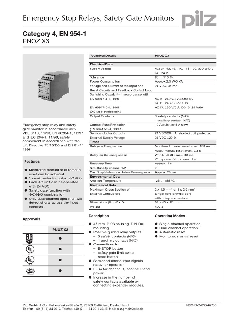 Pnoz X3 PDF | PDF | Relay | Switch