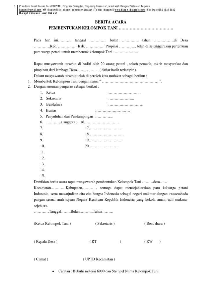 Berita Acara Kelompok Tani
