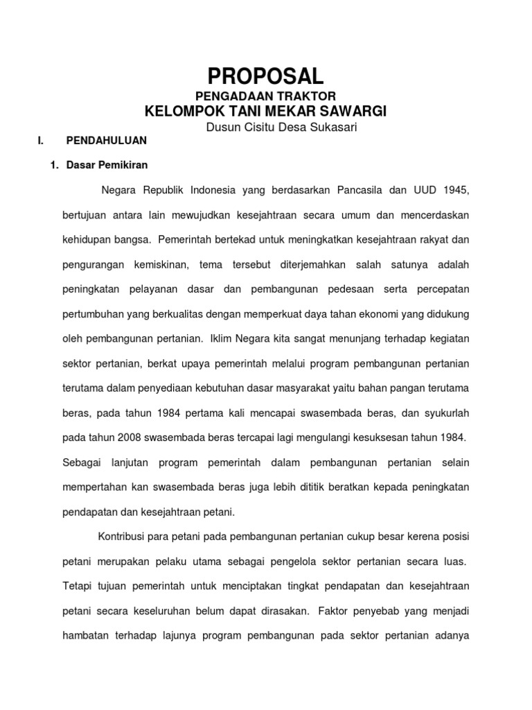 Contoh Proposal Bantuan Alat Pertanian Masnurul