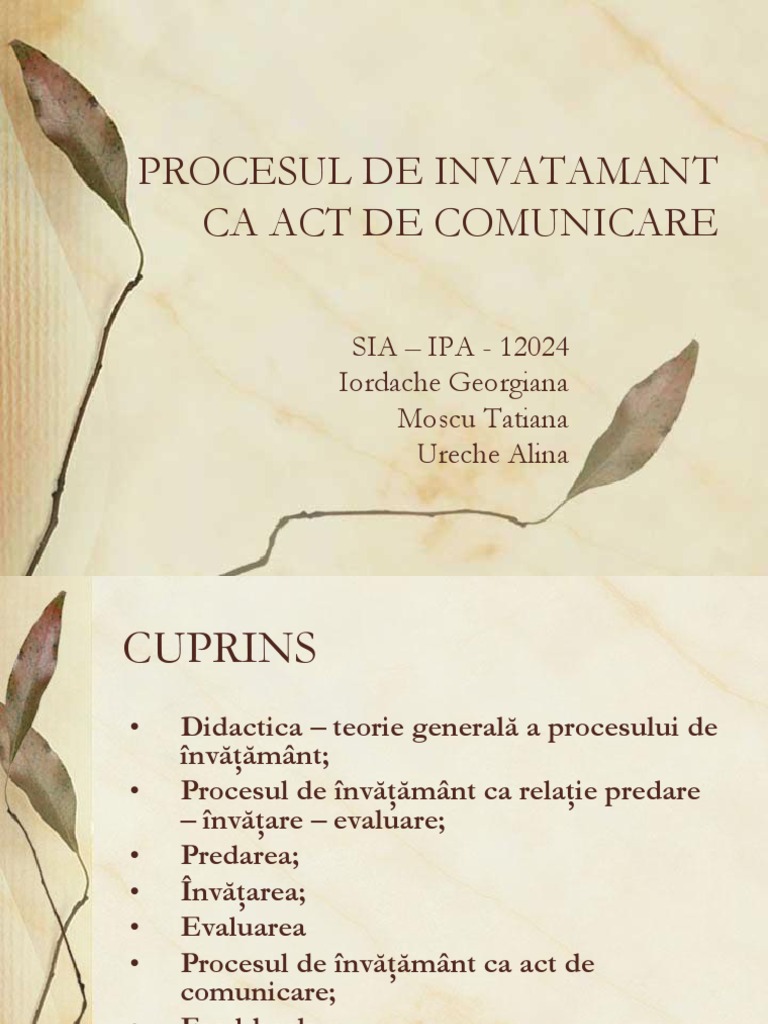Procesul De Invatamant Ca Act De Comunicare