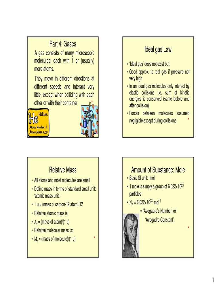 Part 4: Gases Ideal Gas Law | PDF | Mole (Unit) | Gases