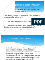 Reforma político electoral 2013. Rasgos generales.