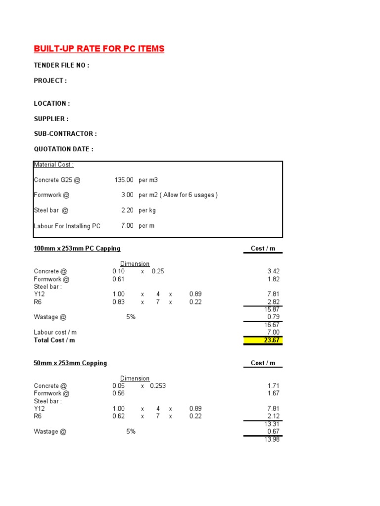 Precast Concrete Cost Breakdown | PDF | Environmental Design | Masonry