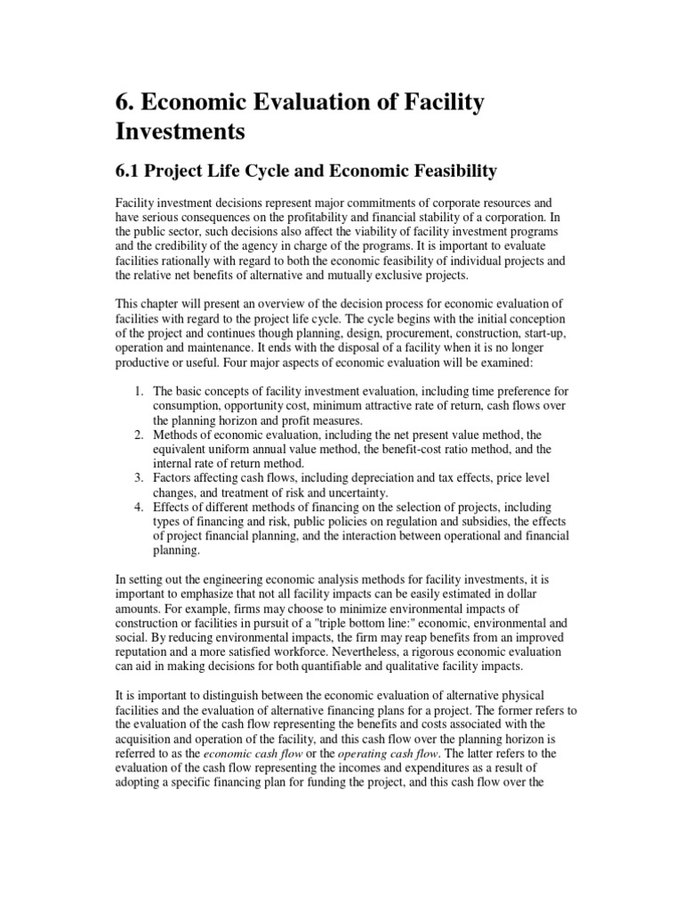Economic Evaluation of Facility Investments | PDF | Internal Rate Of ...