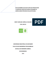 Evaluación técnico-económica de biodiesel de palma