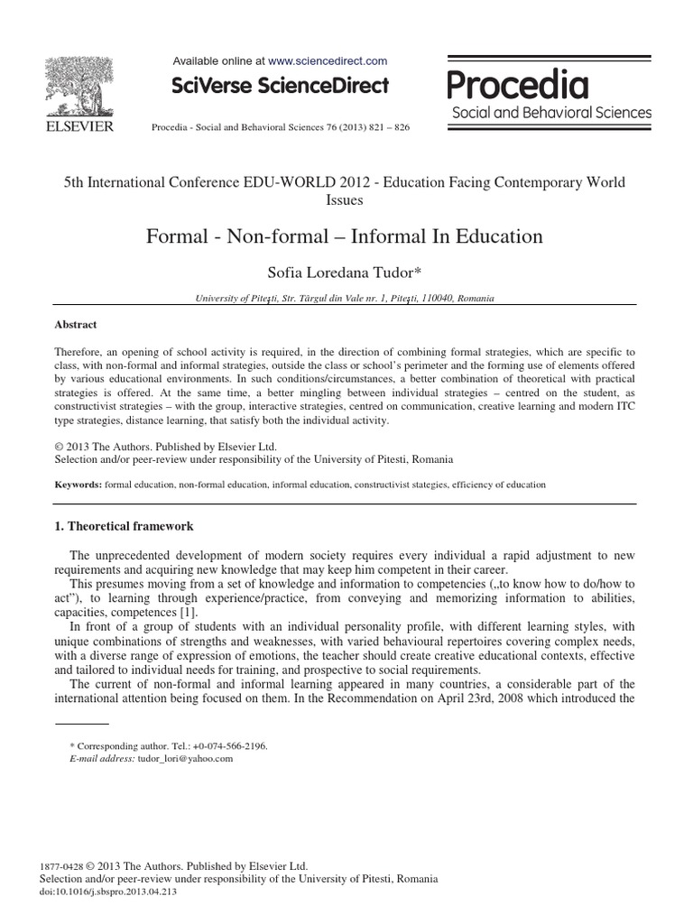 Understanding Formal and Non-Formal Education | PDF