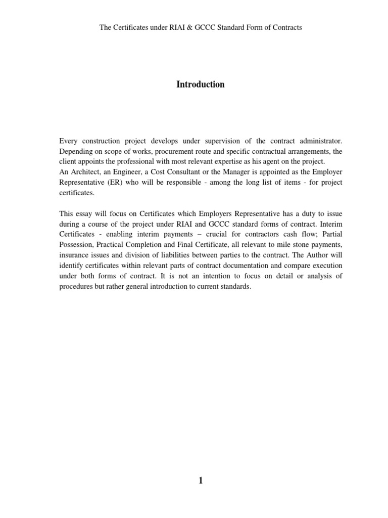 RIAI & GCCC Contract Certificates Overview | PDF | Architect | Insurance