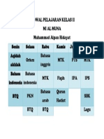 Jadwal Pelajaran Kelas II