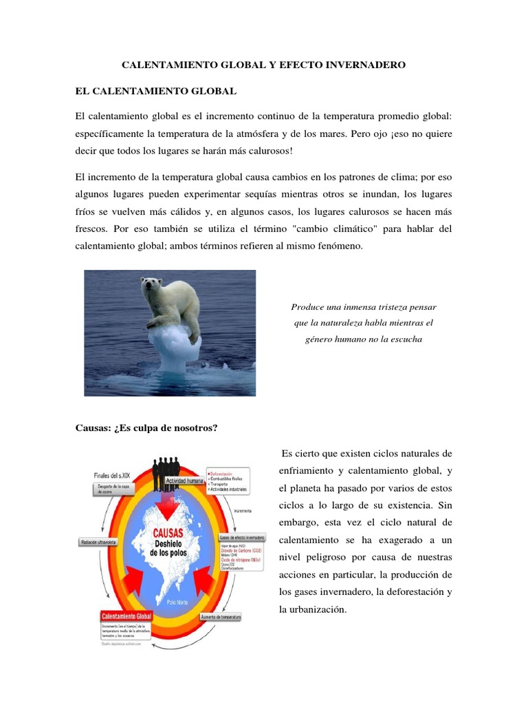 Calentamiento Global y Efecto Invernadero | PDF | Efecto invernadero ...