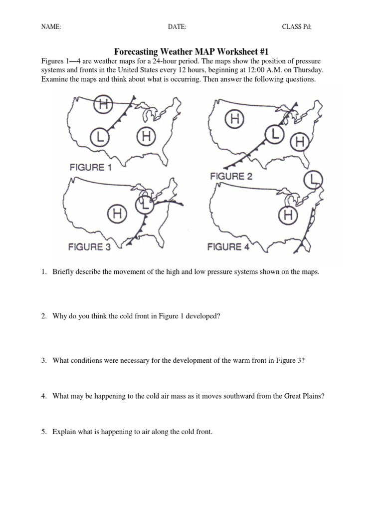 Forecasting Weather Map Worksheet Ws Forecasting Weather Map 1 5 | Pdf | Weather | Weather Forecasting