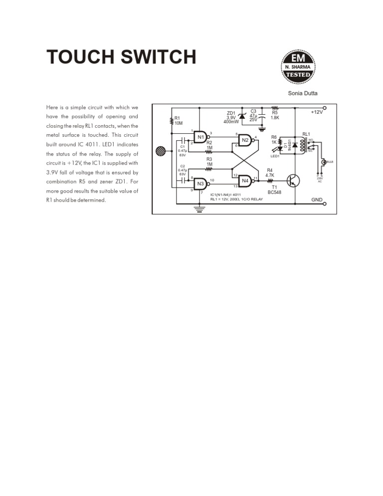 Touch Switch | PDF | Electric Power | Components