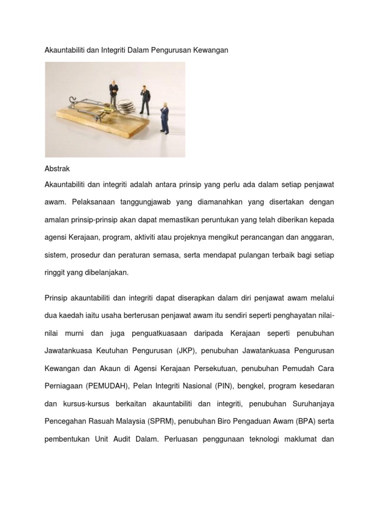 Akauntabiliti Dan Integriti Dalam Pengurusan Pdf