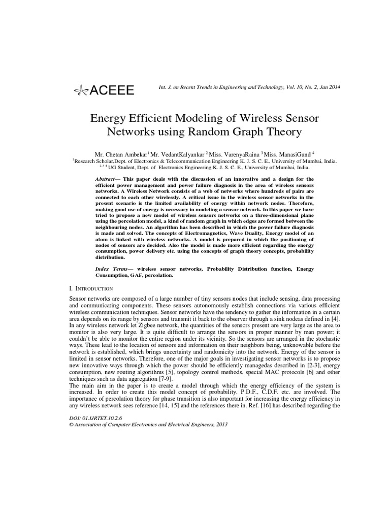 Energy Efficient Modeling of Wireless Sensor Networks Using Random