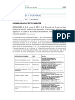 Oposiciones Auxiliares Administrativos de La UEx. Aprobados Definitivos
