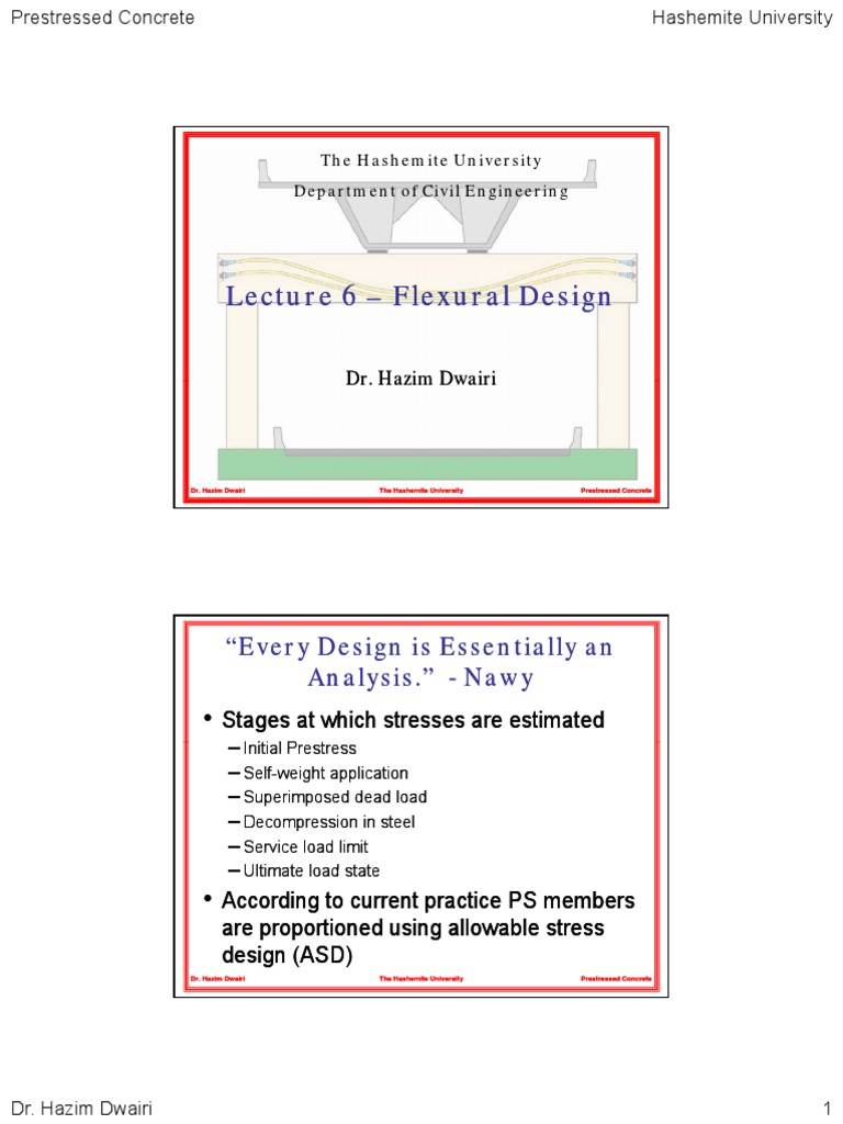 PS Lecture 6 Flexural Design PDF Beam (Structure) Prestressed