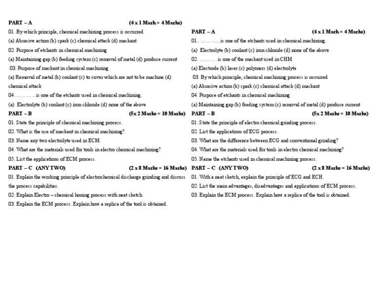 Part - A (4 X 1 Mark 4 Marks) Part - A (4 X 1 Mark 4 Marks) | PDF